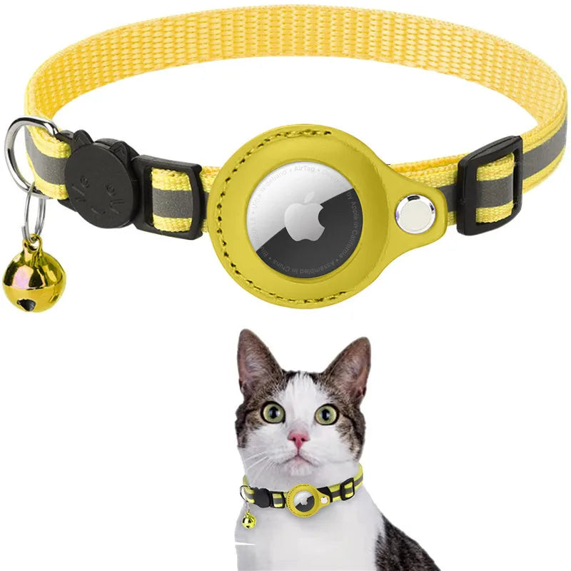 Cat and Dog Collar with AirTag Holder – Adjustable, Anti-Lost, Reflective, and Waterproof