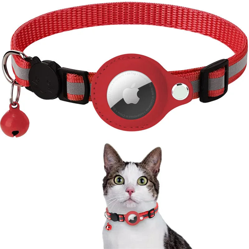 Cat and Dog Collar with AirTag Holder – Adjustable, Anti-Lost, Reflective, and Waterproof