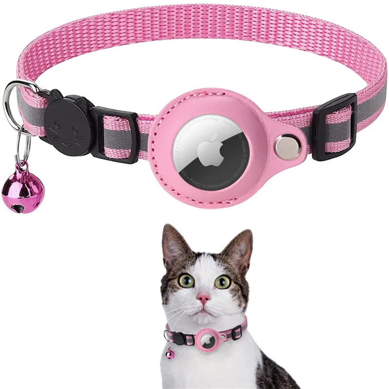 Cat and Dog Collar with AirTag Holder – Adjustable, Anti-Lost, Reflective, and Waterproof