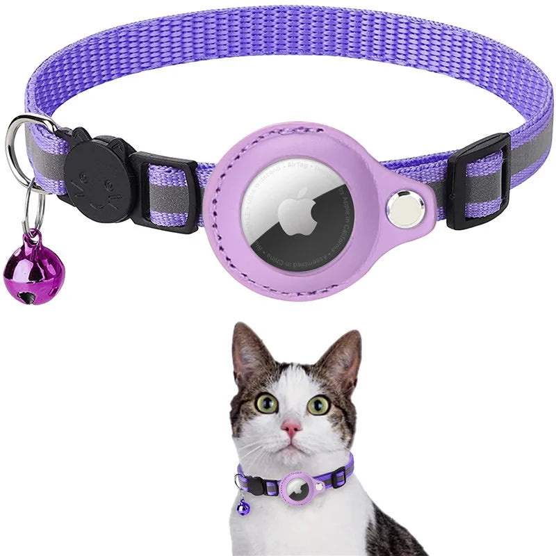 Cat and Dog Collar with AirTag Holder – Adjustable, Anti-Lost, Reflective, and Waterproof