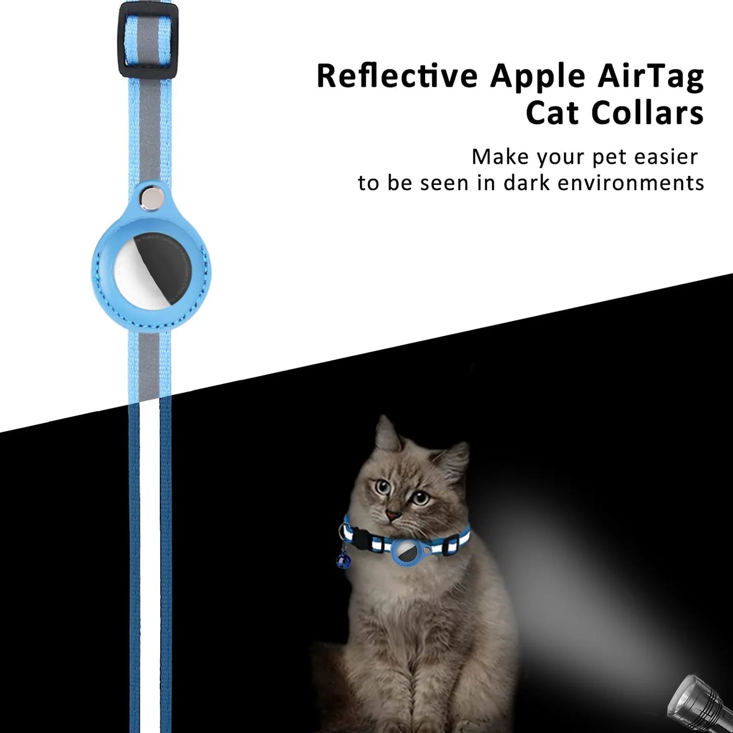 Cat and Dog Collar with AirTag Holder – Adjustable, Anti-Lost, Reflective, and Waterproof
