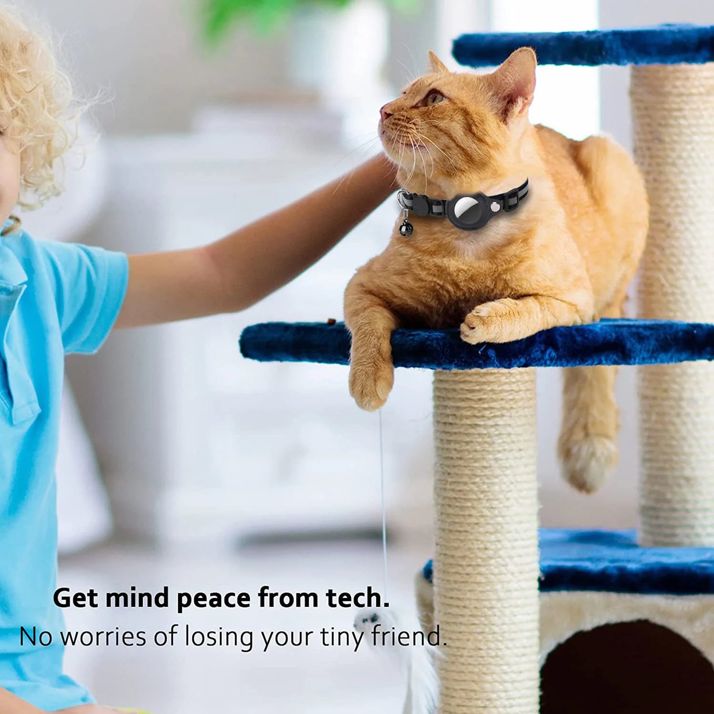 Cat and Dog Collar with AirTag Holder – Adjustable, Anti-Lost, Reflective, and Waterproof