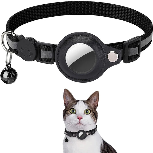 Cat and Dog Collar with AirTag Holder – Adjustable, Anti-Lost, Reflective, and Waterproof
