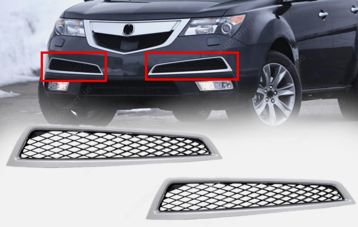 2Pcs Front Bumper Lower Grille & Trim Right/Left Side for Acura MDX 2010–2013