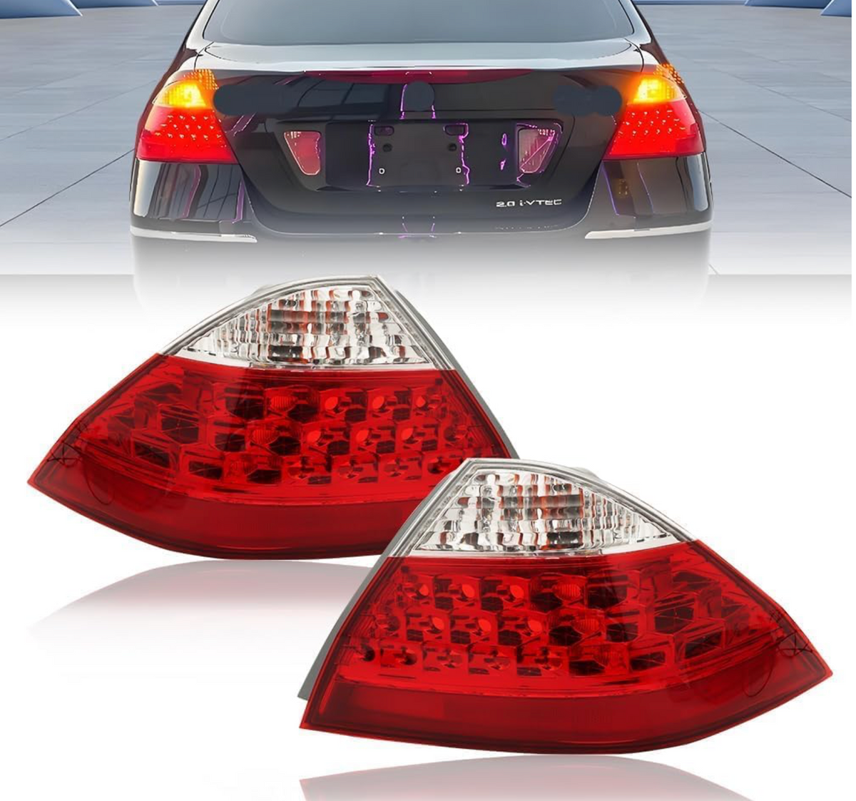 Pair Tail Lights for Honda Accord 2006-2007 Sedan Driver and Passenger Side