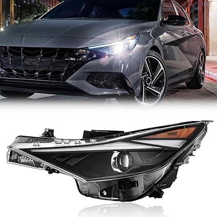 Headlight Assembly Left Driver Side for Hyundai Elantra 2021-2022 Halogen w/Bulbs