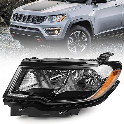 Headlight Assembly Left Driver Side for Jeep Compass 2017-2021 Halogen w/Bulbs