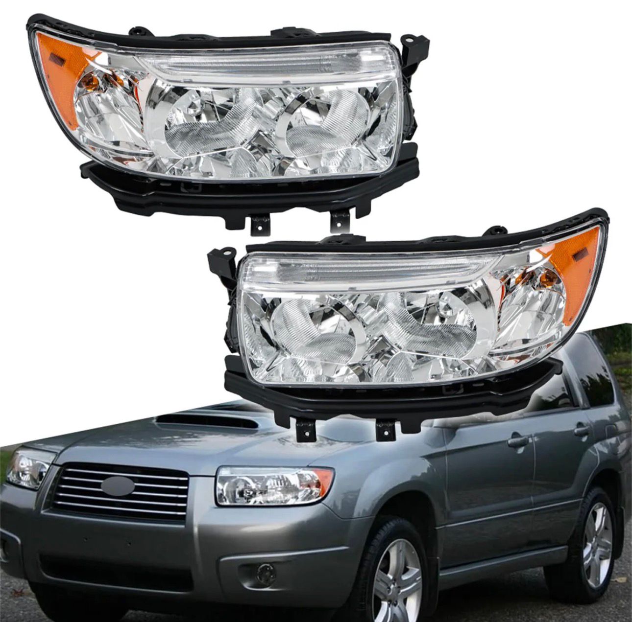 Headlights Assembly Set for Subaru Forester 2006-2008 Driver/Passenger Side