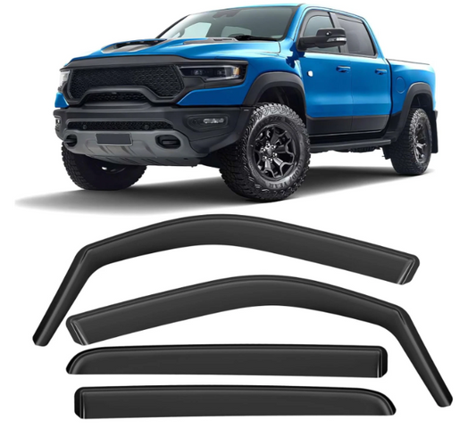 Rain Guards Fit for RAM 1500 Crew Cab 2019-2025, Black 4pcs, Window Visors